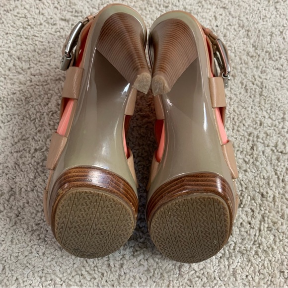 Women's MICHAEL KORS Beige Leather CARLA High Heel DRESS SANDALS Designer SHOES - Picture 3 of 8